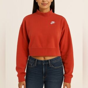 Nike Women's Bold Red Cropped Hoodie